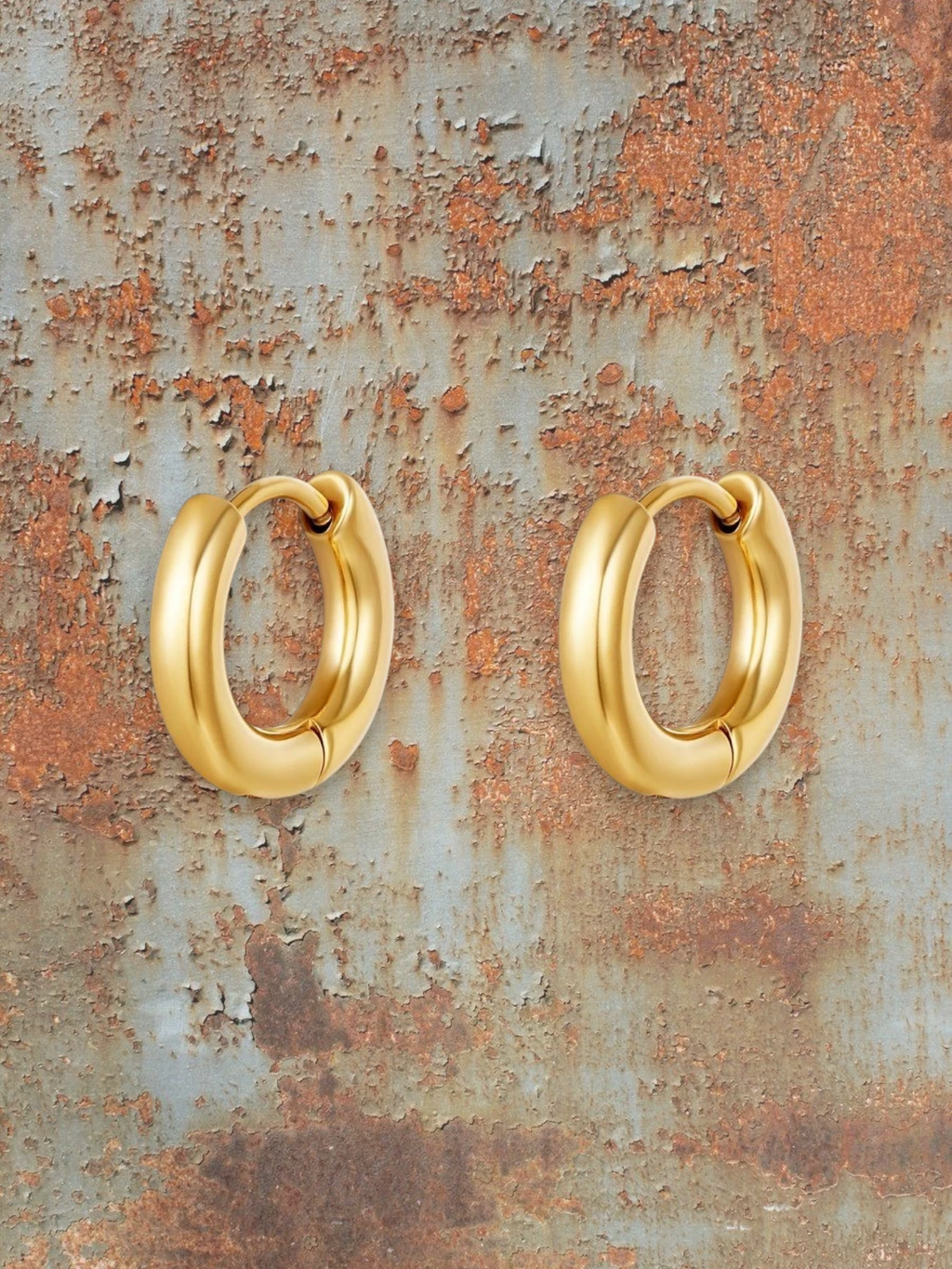 WILDSIDE small gold hoop earrings, polished metal, classic everyday jewelry.