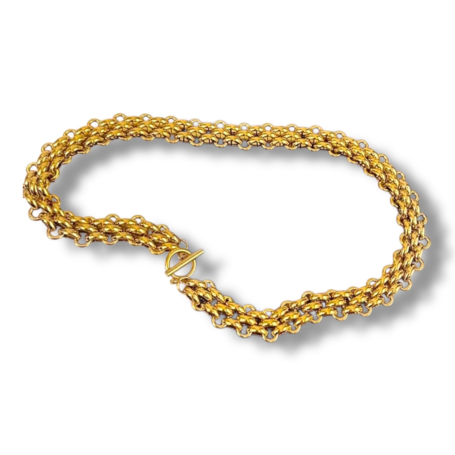 Double link gold necklace