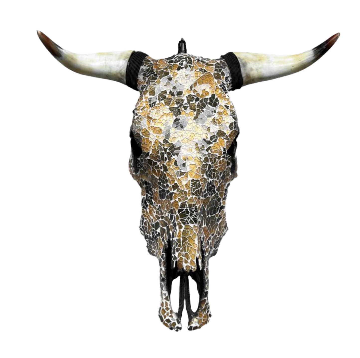 Bull Skull - Gold &amp; Green Glass Mosaic