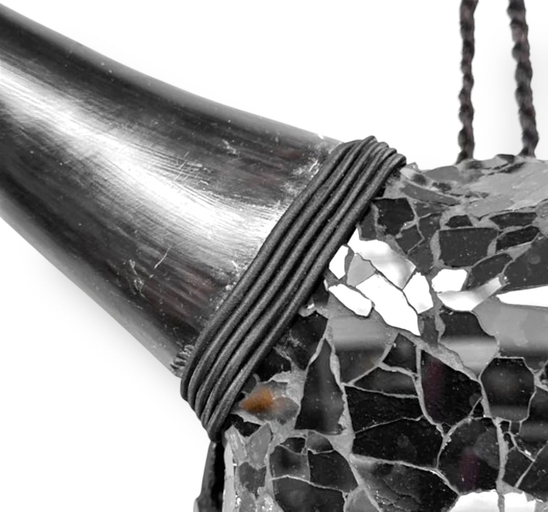 Stieren schedel- Zwart Glasmozaïek