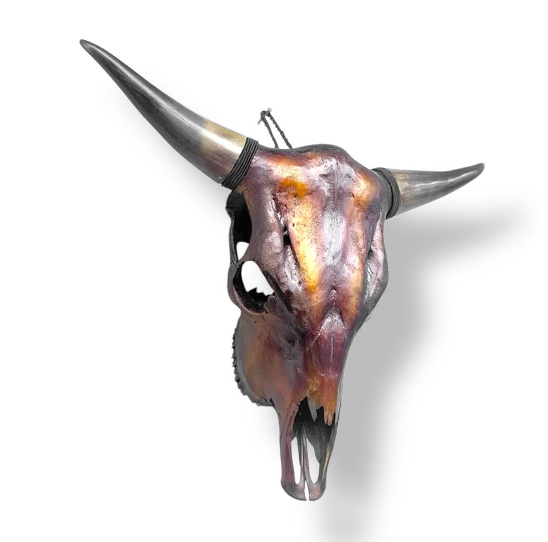 Bull skull metallic brown