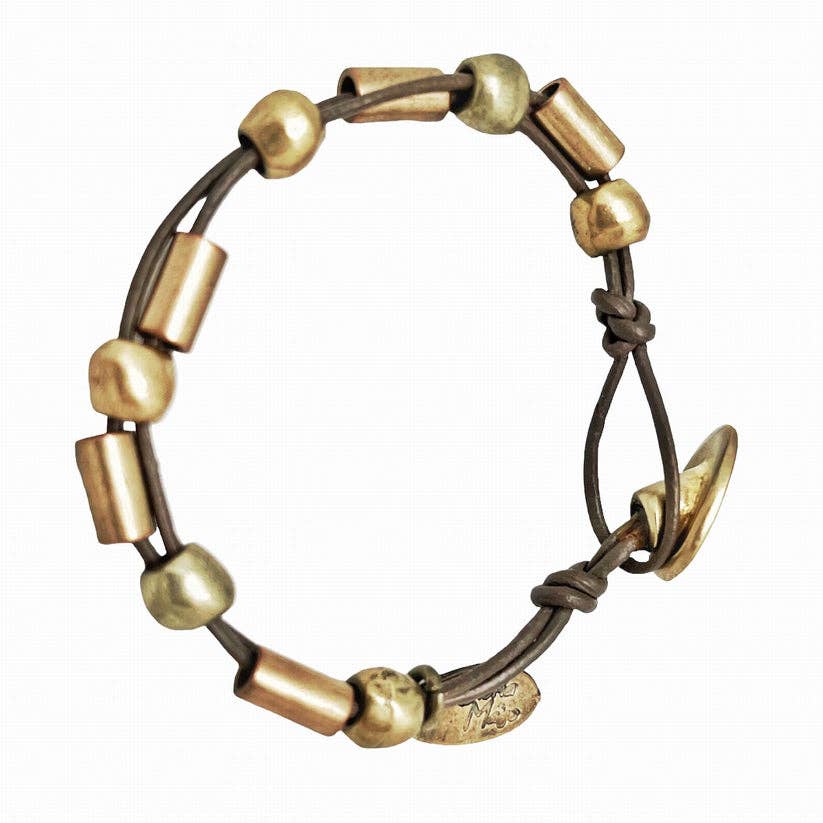 Bruin leren armband met gouden details