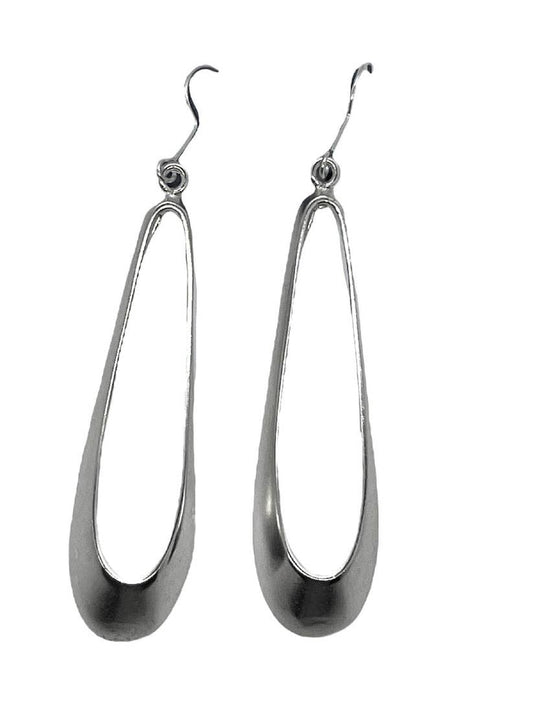 Silver plated teardrop hoop earrings