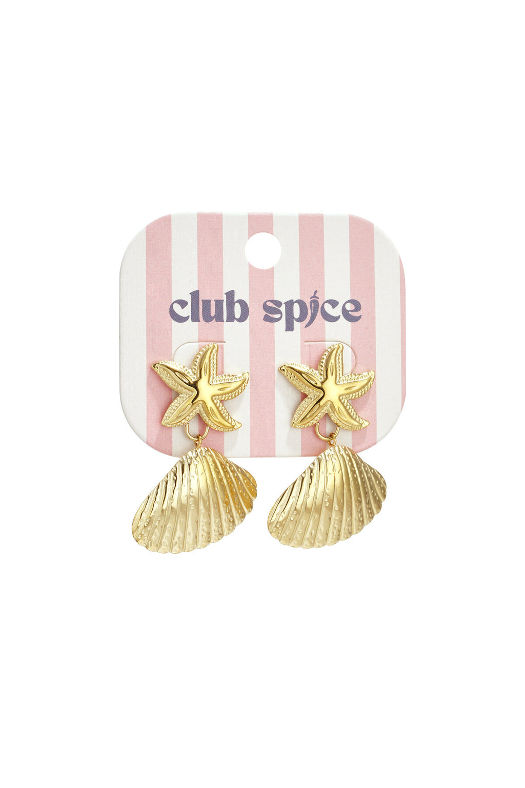 Gold Color Starfish Shell Drop Earrings for Spring/Summer
