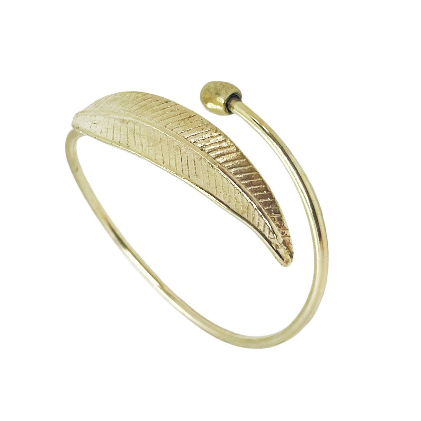 Adjustable gold leaf bracelet with ball on brass base