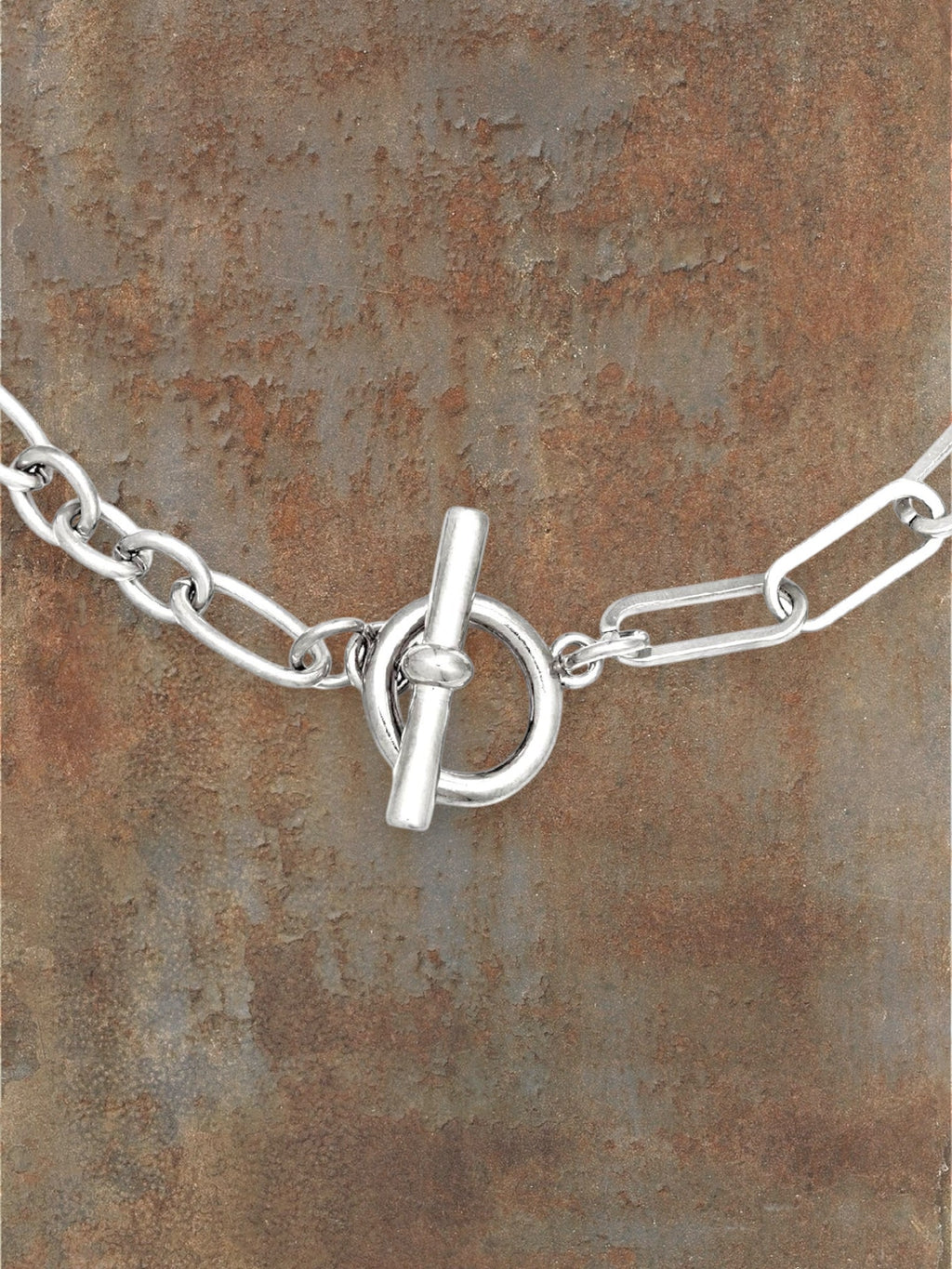 WILDSIDE silver stainless steel chain necklace with toggle clasp, water-resistant and durable for everyday wear.