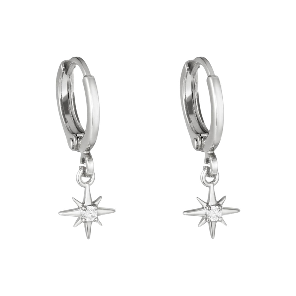 Silver earrings with small star pendant