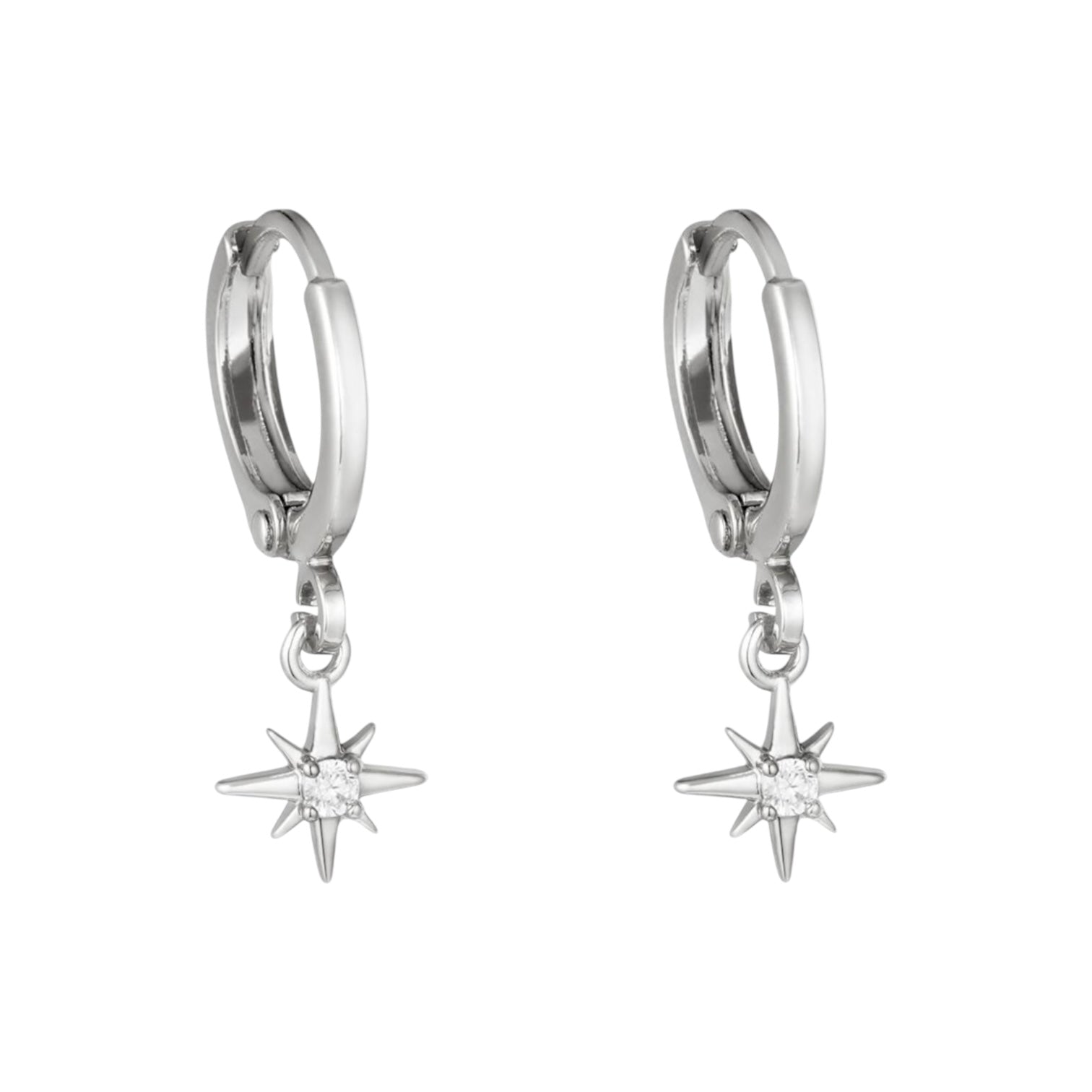 Silver earrings with small star pendant