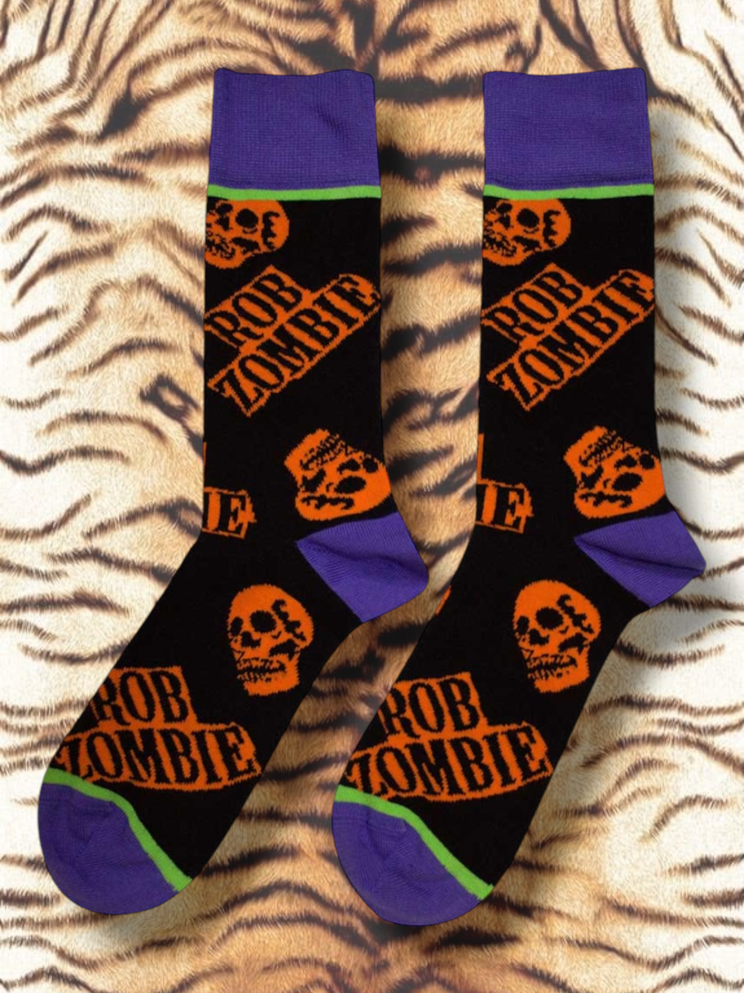 Rob Zombie Unisex Socks: Orange Skulls (Black) (maat 40-45)