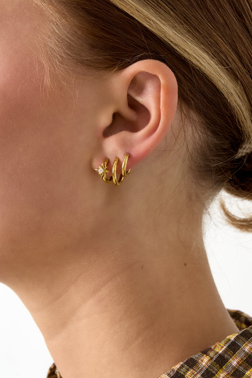 Stylish Star Hoop Earrings for Women - Silver & Gold