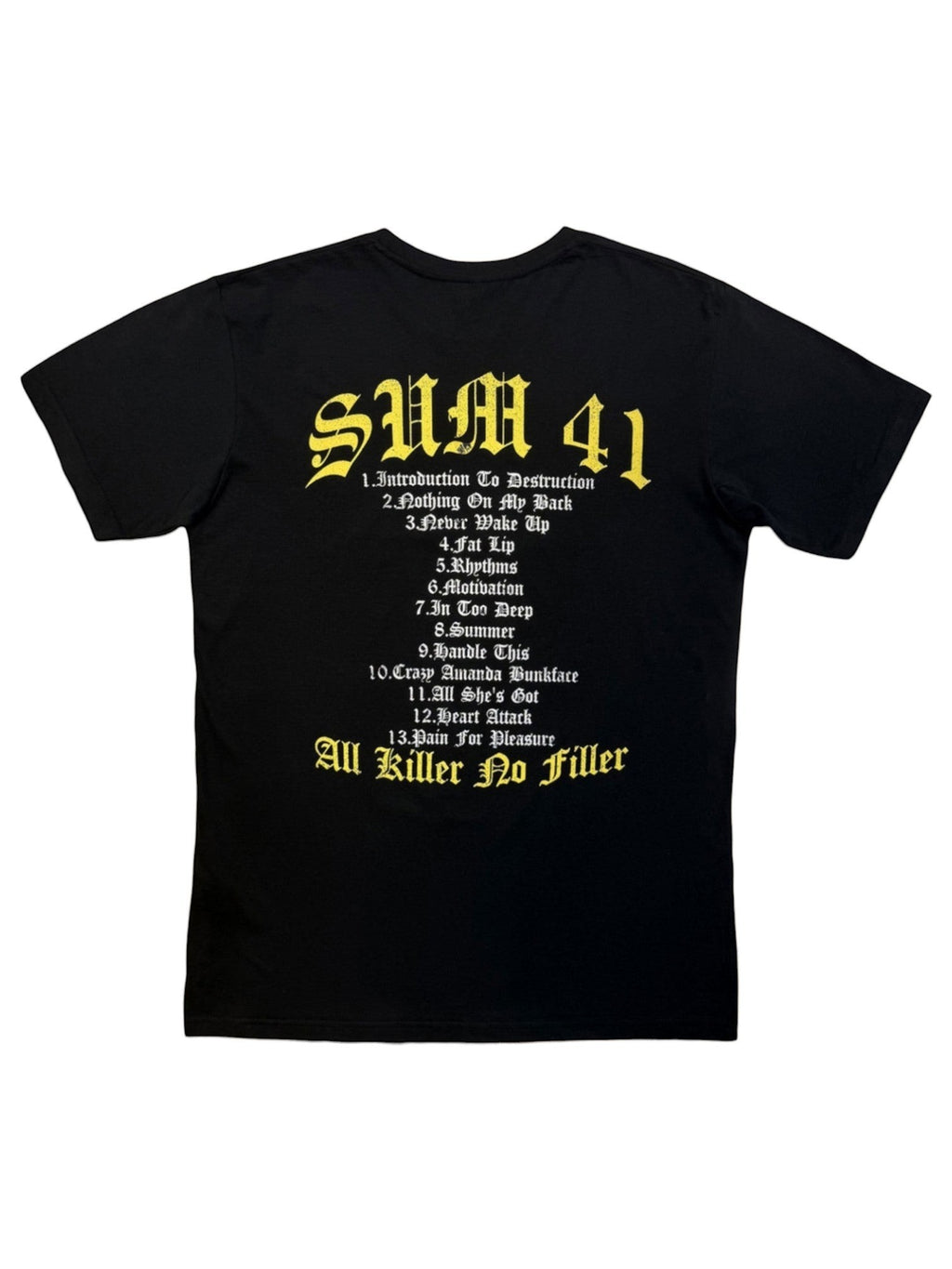 Camiseta Sum 41 Premium Carbon – Tracklist de All Killer No Filler (100% algodón peinado, acabado suave premium)