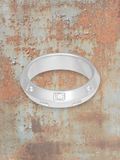 WILDSIDE silver stainless steel ring with small clear stones, size 17.