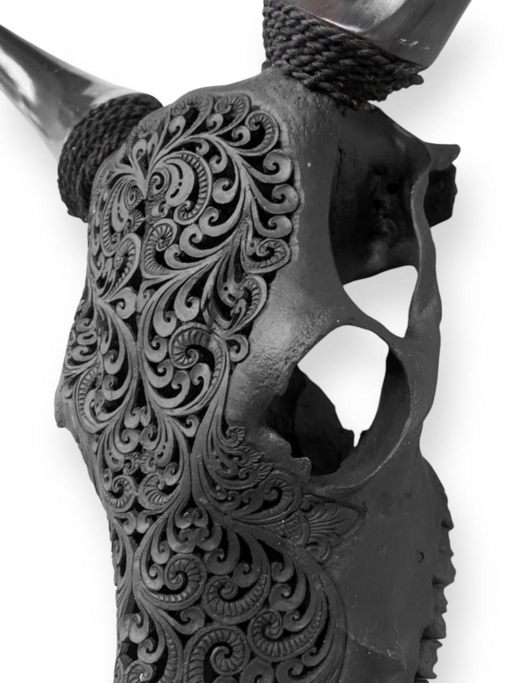 Hand carved cow skull