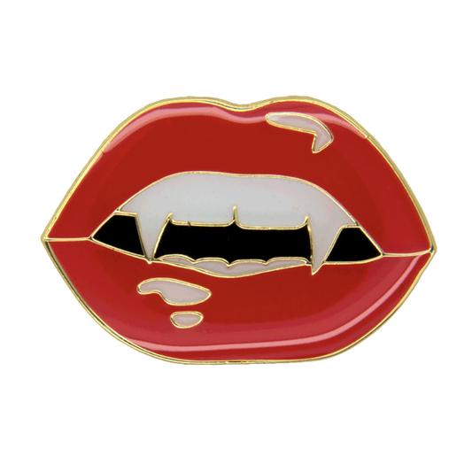 Lips dracula pin red