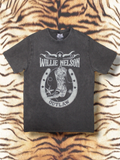 Willie Nelson Unisex Stone Wash T-Shirt: Outlaw (Charcoal Grey)