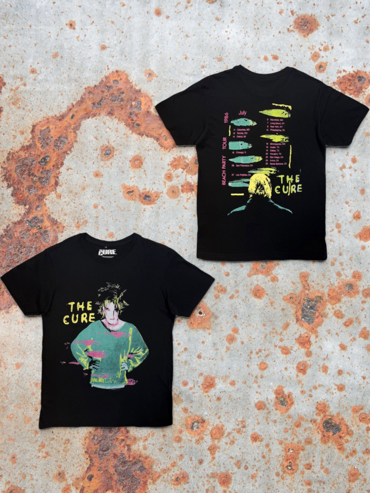 The Cure Premium Carbon T‑Shirt – Beach Party Tour ’86 (100% Combed Cotton)