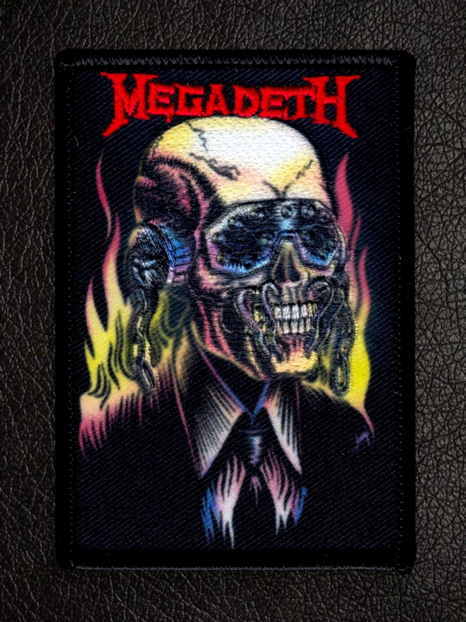 Vintage Megadeth Patch - Skeleton In Black Suit On Fire