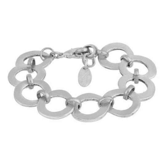 Silver chain link bracelet with rings in silver