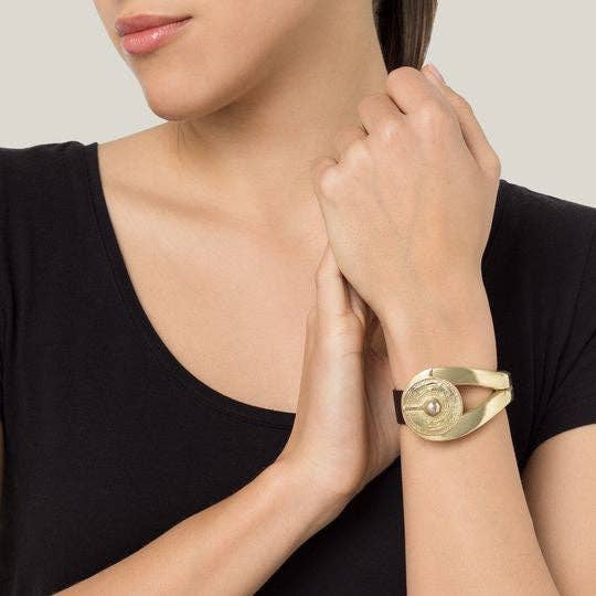 Leather and Gold Bracelet Lewi Gold Zamak