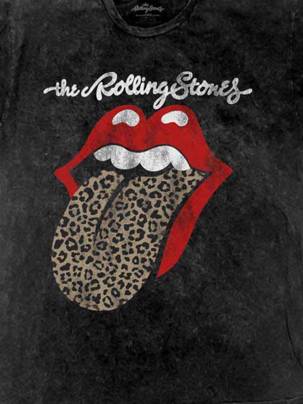 The Rolling Stones Unisex T-Shirt: Leopard Tongue (Black) (Wash Collection)