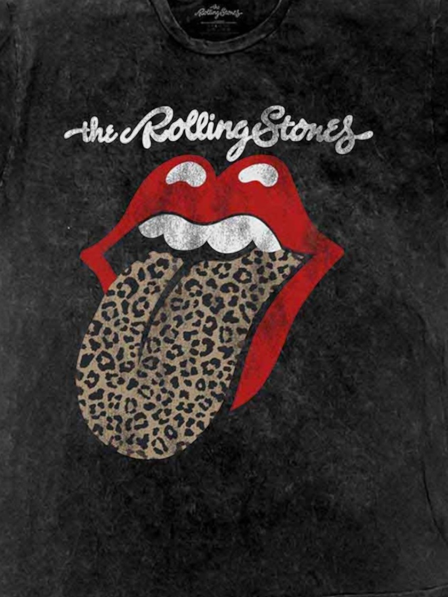 The Rolling Stones Unisex T-Shirt: Leopard Tongue (Black) (Wash Collection)