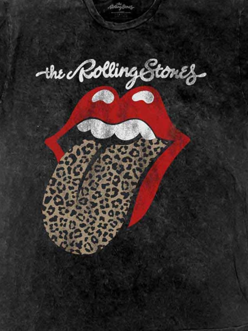 The Rolling Stones Unisex T-Shirt: Leopard Tongue (Black) (Wash Collection)