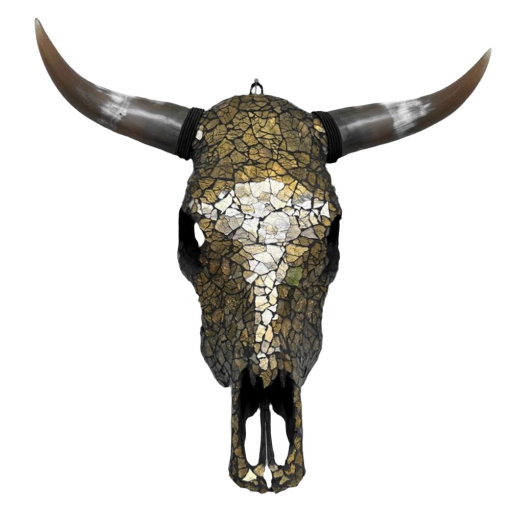 Buffalo skull - Glass mosaic gold
