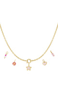 Elegant 14K Gold Plated Flower Heart Star Necklace
