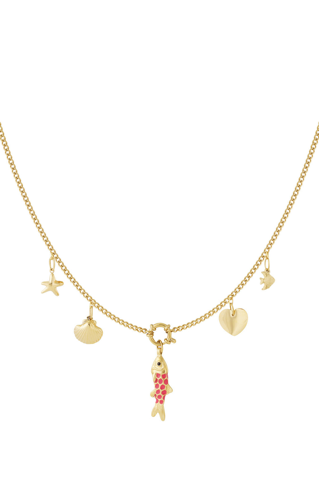Elegant 14K Gold Plated Fish Pendant Necklace