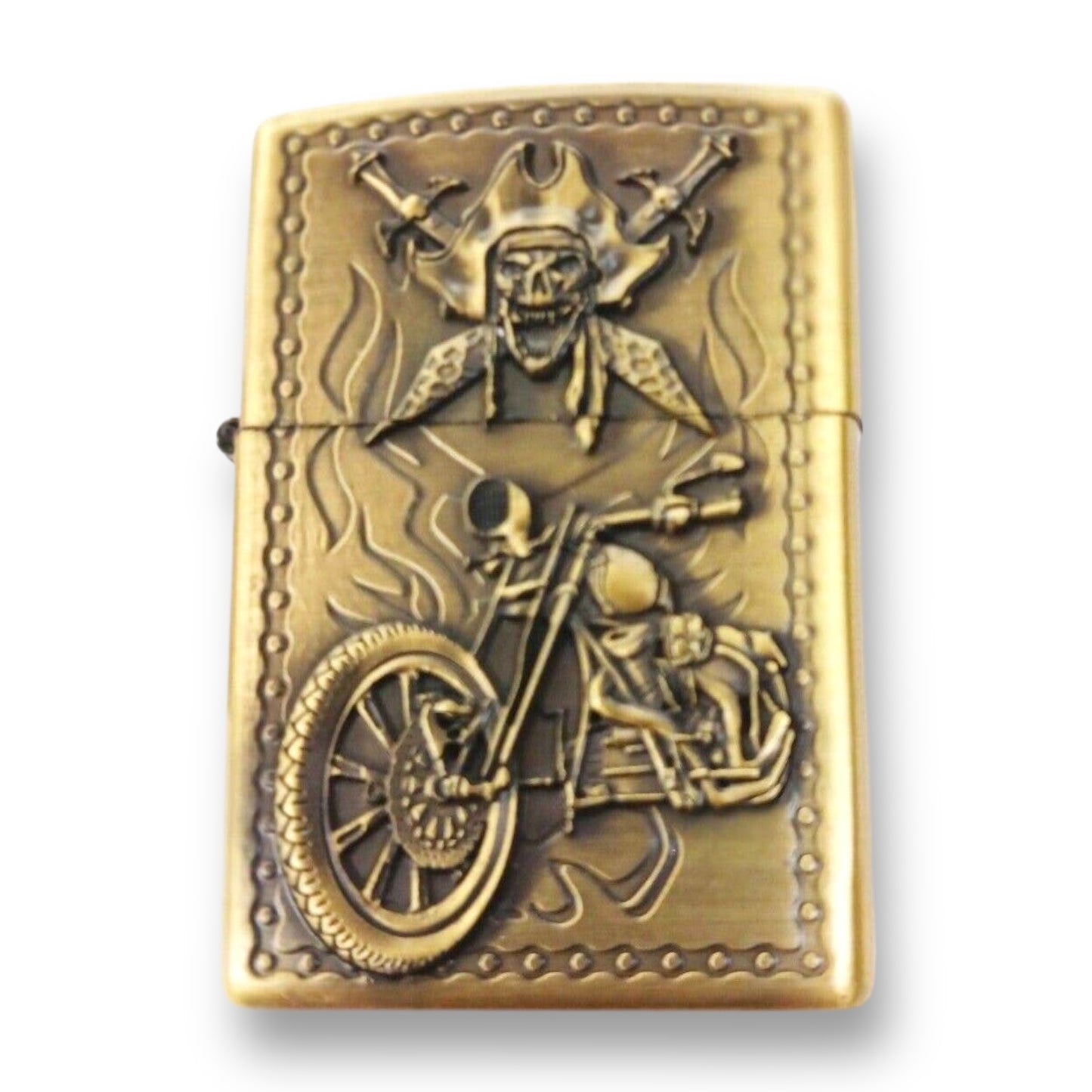 Brass Skull & Crossbones Motorcycle Lighter