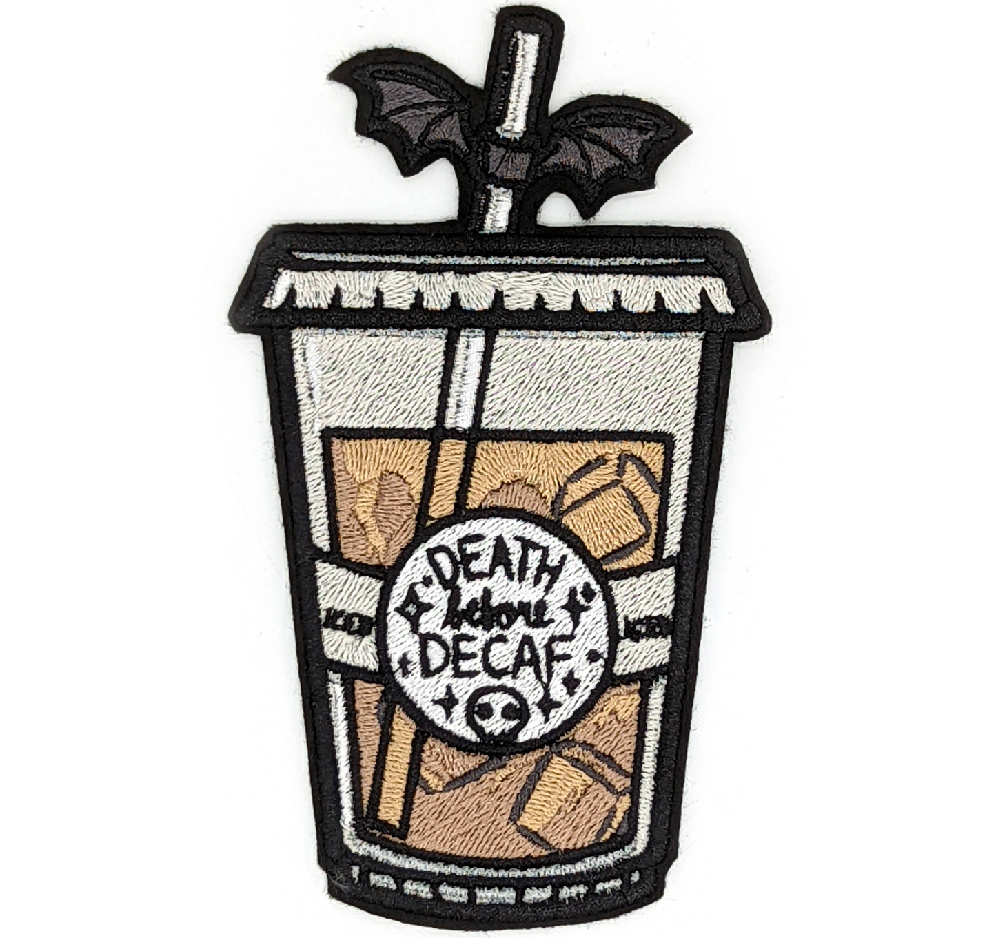 Spooky Death Before Decaf Iced Coffee Embroidered Patch