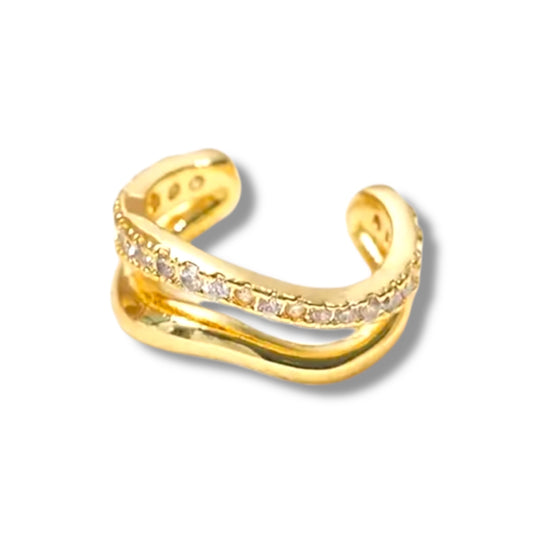 Gouden Ear cuff met steentjes