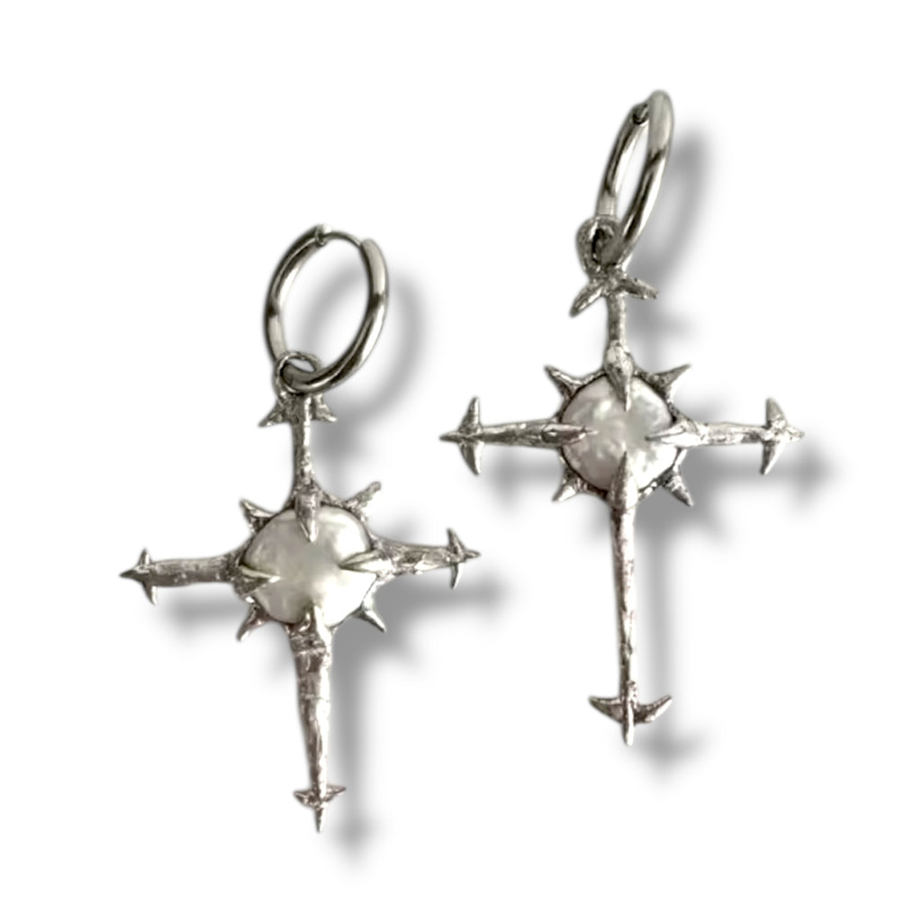 Oorringen met studs en parel zilver