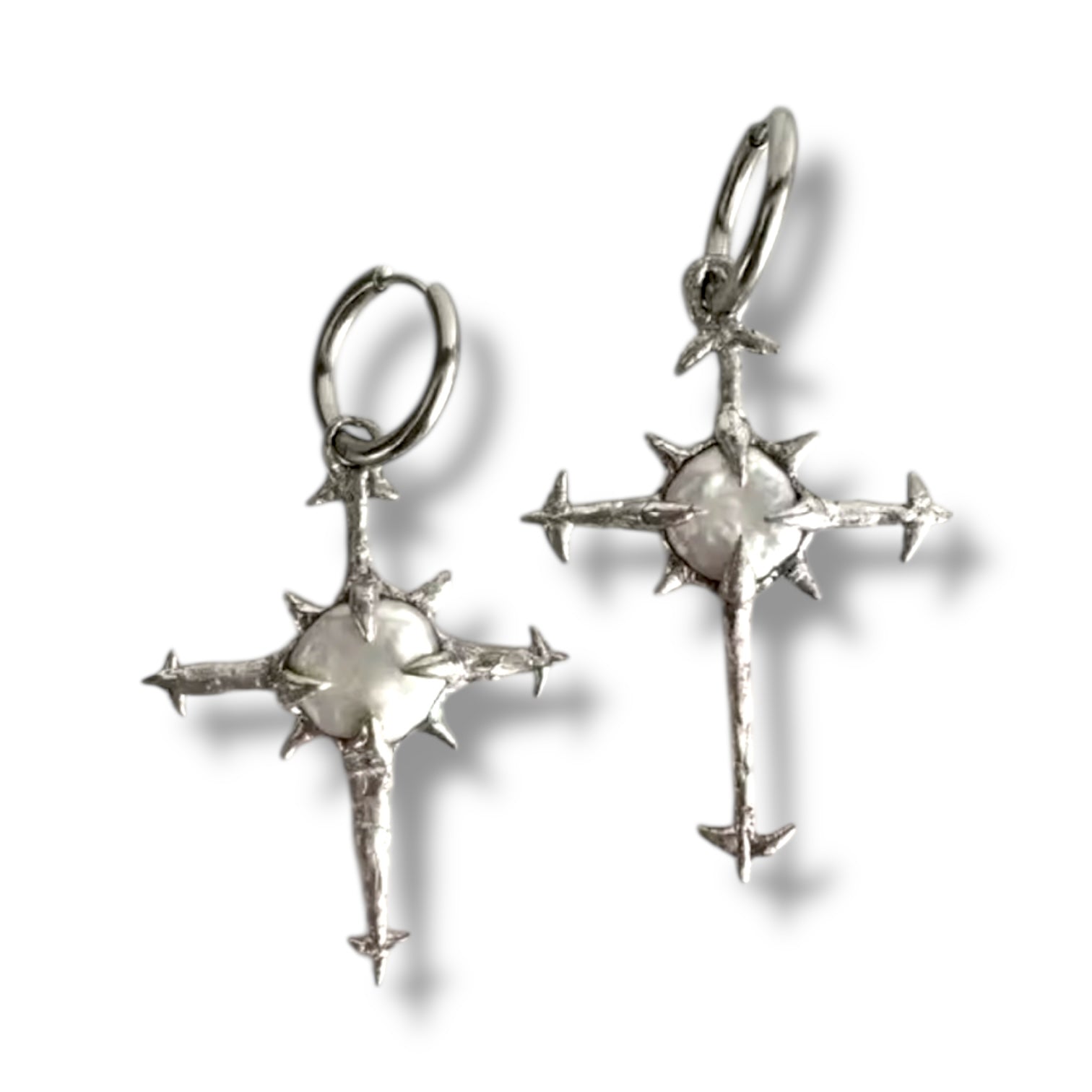 Oorringen met studs en parel zilver