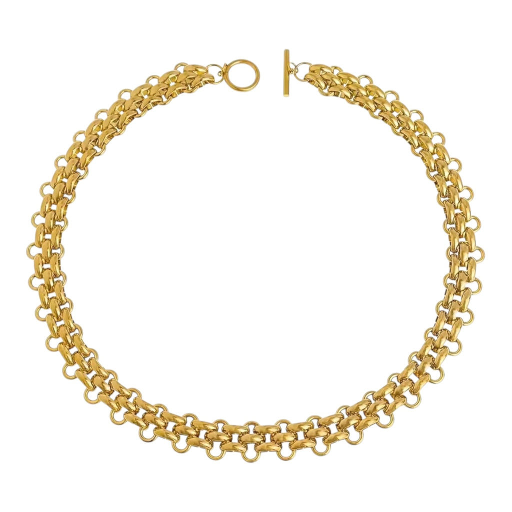 Double link gold necklace