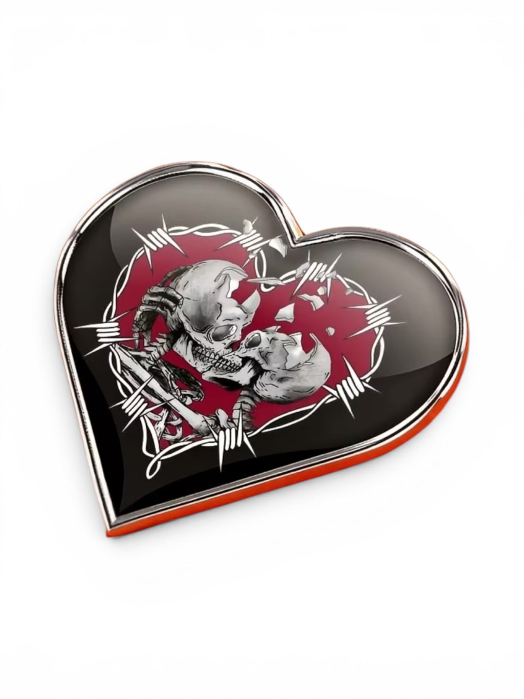 Skeleton love heart pin