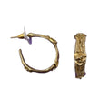 Zamak gold hoop earring with embossed flower
