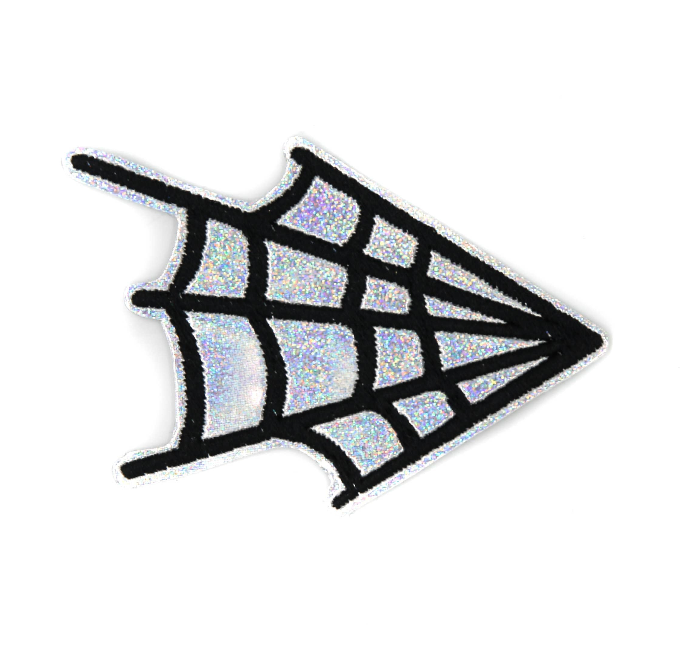 Silver Glitter Holographic Spider Web Iron On Vinyl Patch
