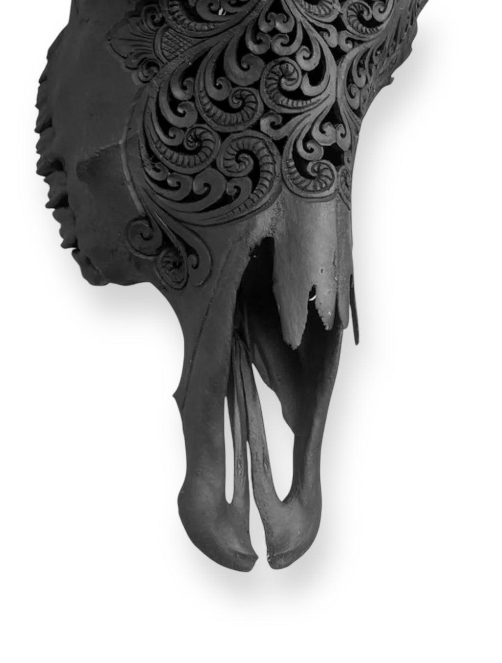 Hand carved cow skull