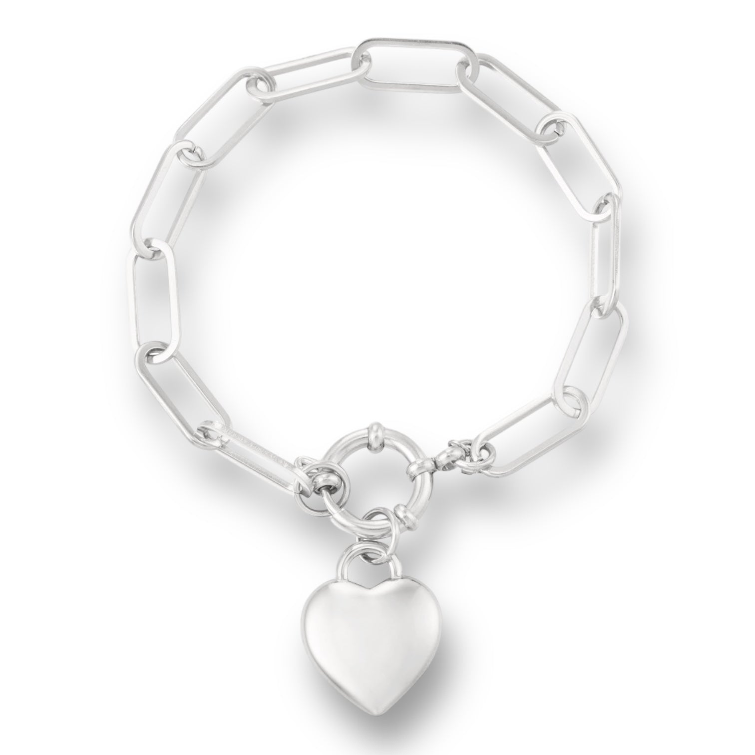 Silver link bracelet with heart