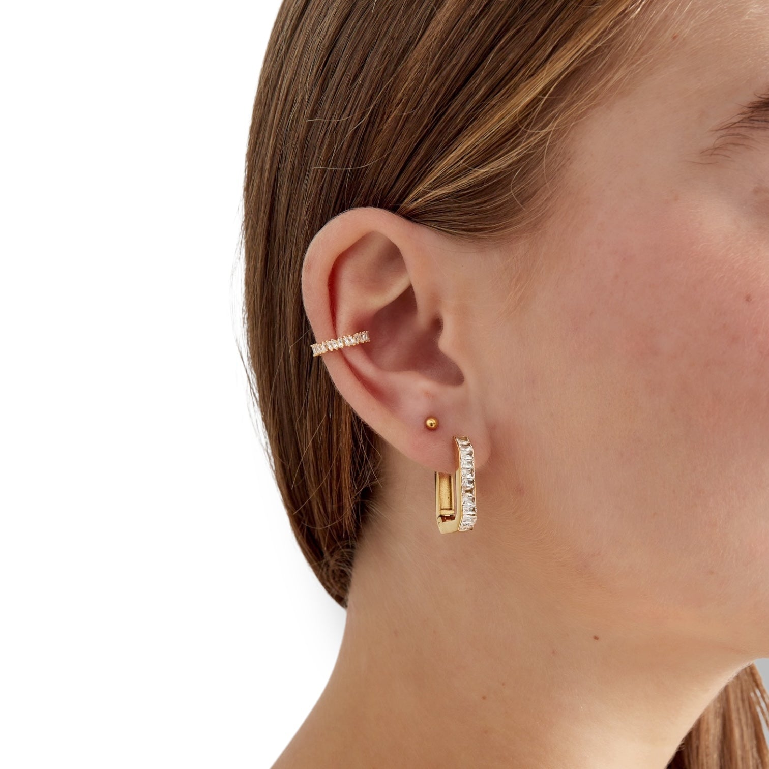 Ear cuff Zilver met steentjes