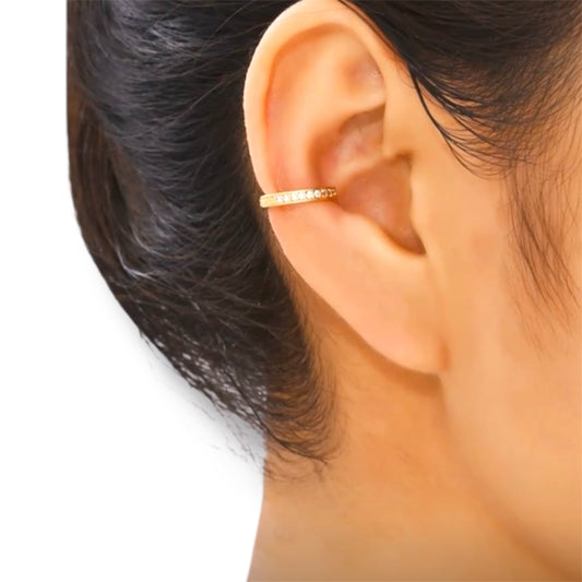 Gouden Ear cuff met steentjes