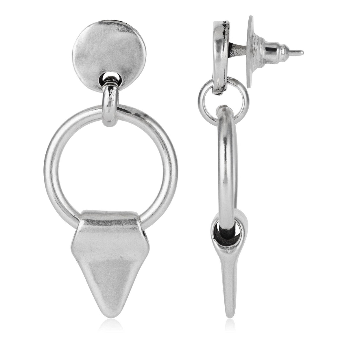 Gloria Mag silver hoop and triangle silver earring