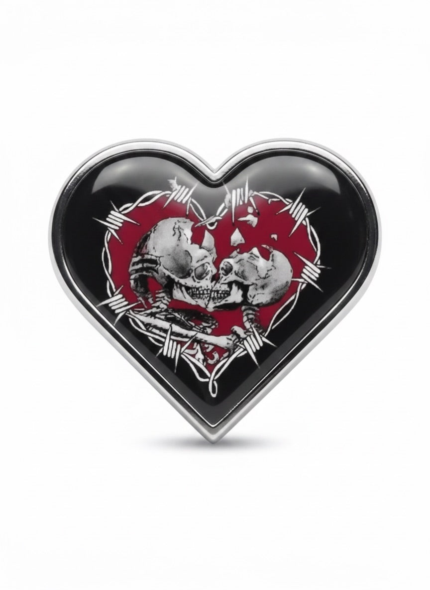 Skeleton love heart pin