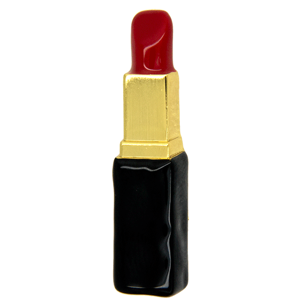 3d lipstick brooch red gold