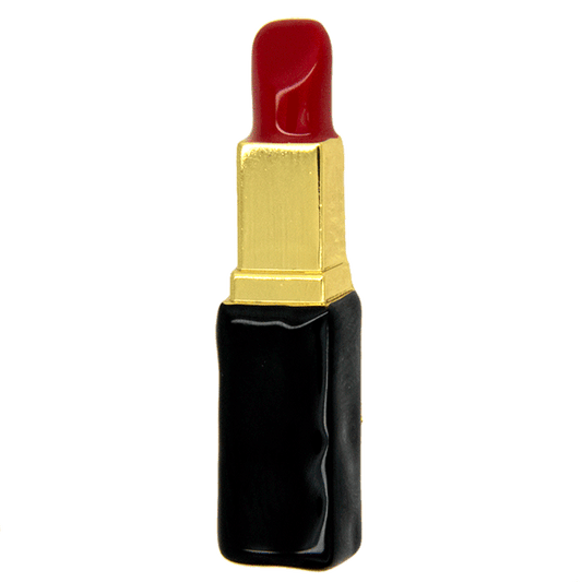 3d lipstick brooch red gold