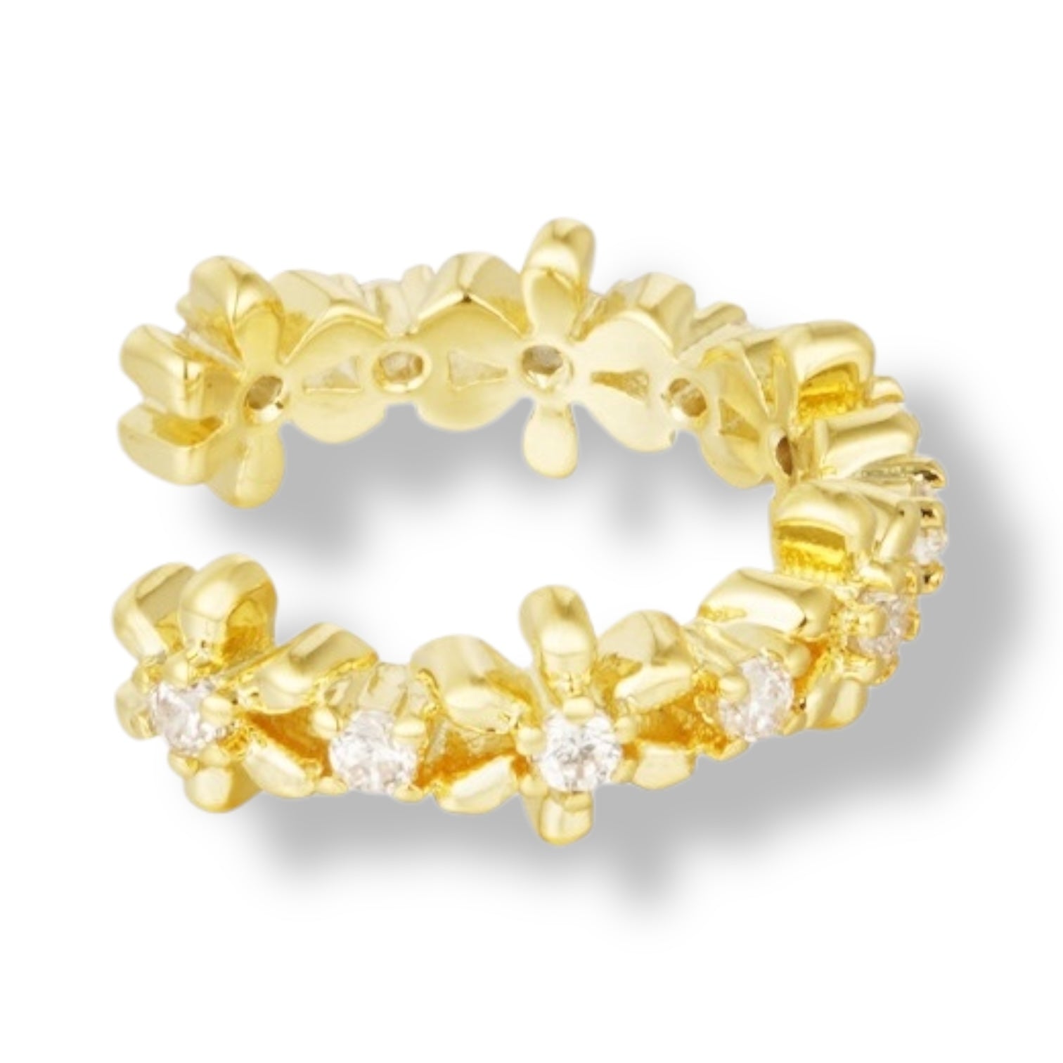 Ear cuff Goud met bloem steentjes