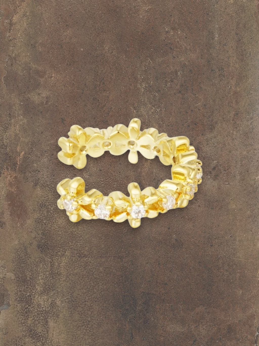 Ear cuff Goud met bloem steentjes
