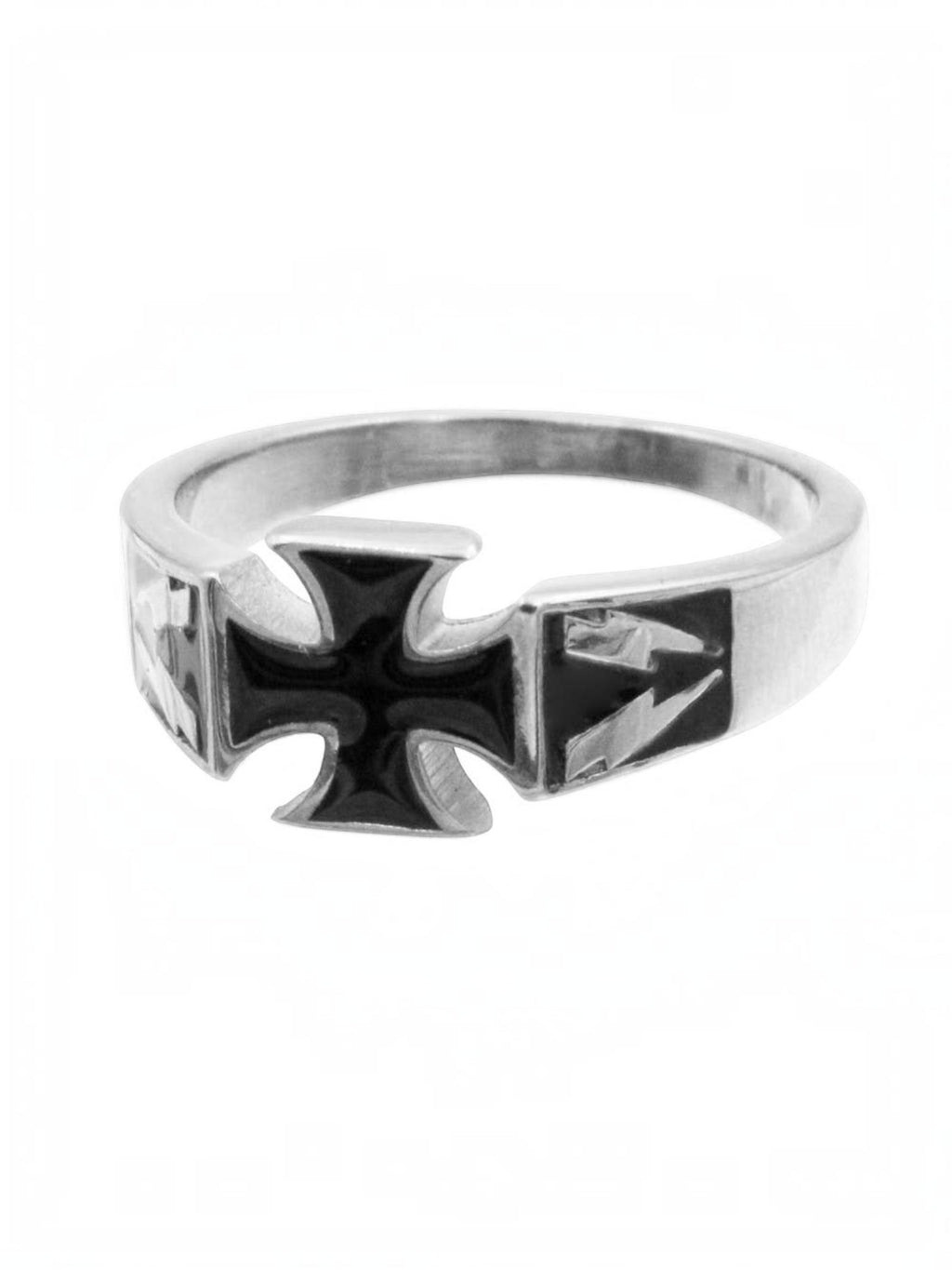 Black Cross Ring Silver