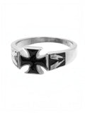 Black Cross Ring Silver